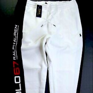 POLO RALPH LAUREN Men's Big & Tall White Multi POLO 67 Double Knit Track Pant